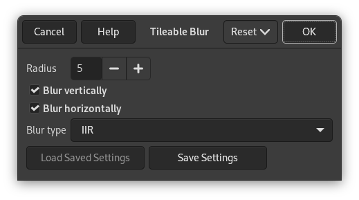 „Tileable Blur“ filter options