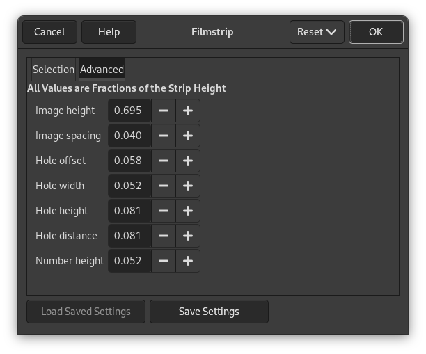 „Filmstrip“ filter options (Advanced)