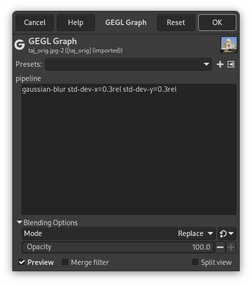 „GEGL Graph“ options