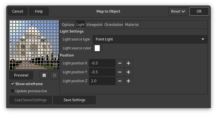 „Map Object“ options (Light)