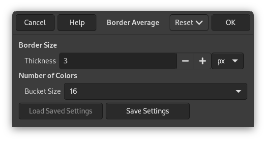 Options of the „Border Average“ filter