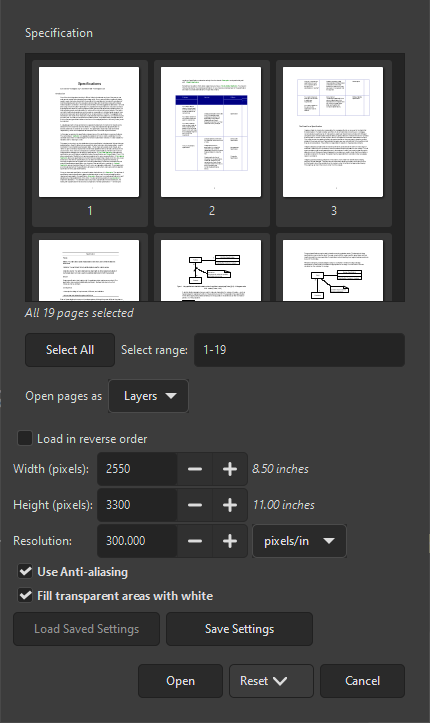 El diàleg Importació de PDF