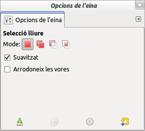 Les opcions de l'eina Selecció Lliure