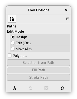 „Path“ tool options