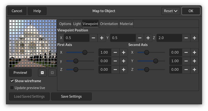 „Map Object“ options (Viewpoint)