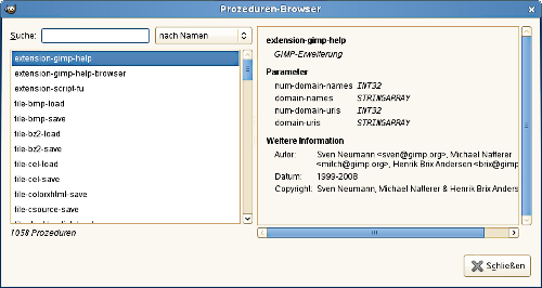 Das Dialogfenster „Prozeduren-Browser“