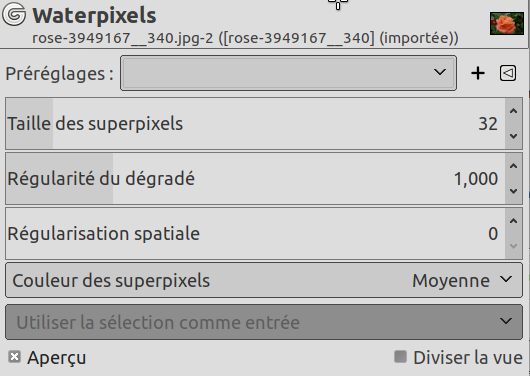 Options du filtre « Pixels-aquarelle »