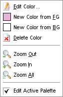 The Palette Editor pop-menu