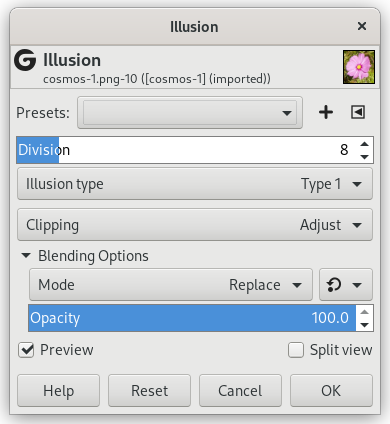 “Illusion” filter options