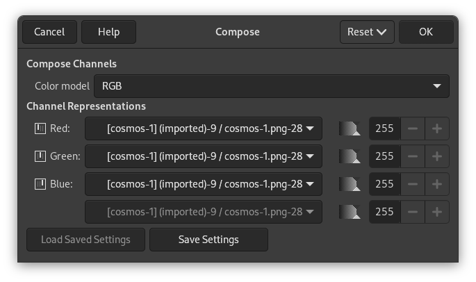 „Compose” command options