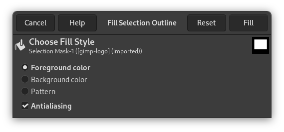 The „Choose Fill Style” dialog