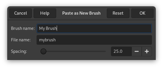 The „New Brush”dialog