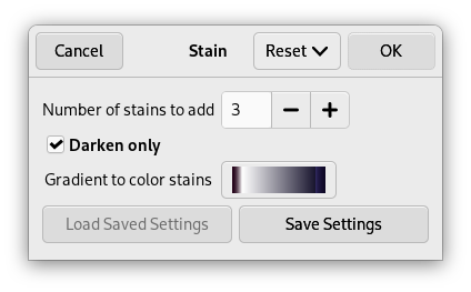 „Stain” options