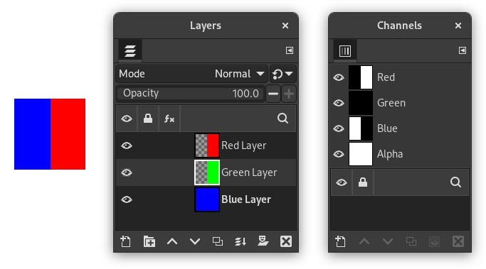 Alpha channel example: Two transparent layers