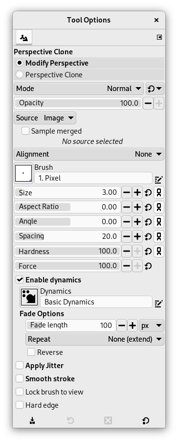 Perspective Clone tool options