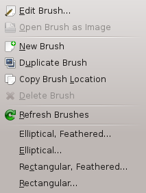 The «Brushes» context menu