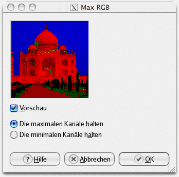 Eigenschaften für das Filter Max RGB