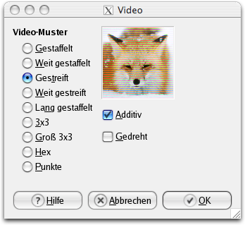 Eigenschaften für das Filter Video