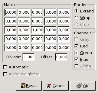 Convolution matrix options