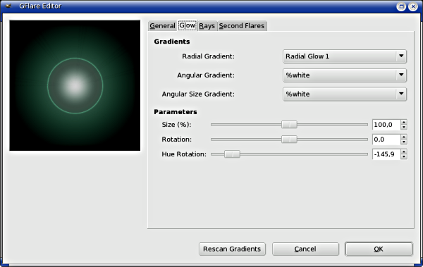Gflare Editor options (Glow)