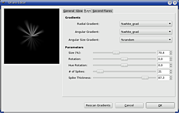 Gflare Editor options (Rays)