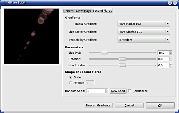 Gflare Editor options (Second Flares)