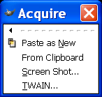The Acquire submenu and its detached submenu