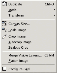 The Contents of the Image Menu