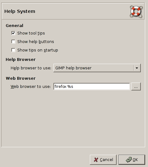 Help System Preferences (Linux Screenshot)