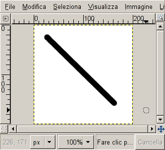 La linea creata appare nella finestra immagine dopo il disegno del secondo punto (o capo), mentre il tasto Maiusc è ancora premuto.