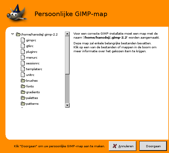 Persoonlijke GIMP Werkmap