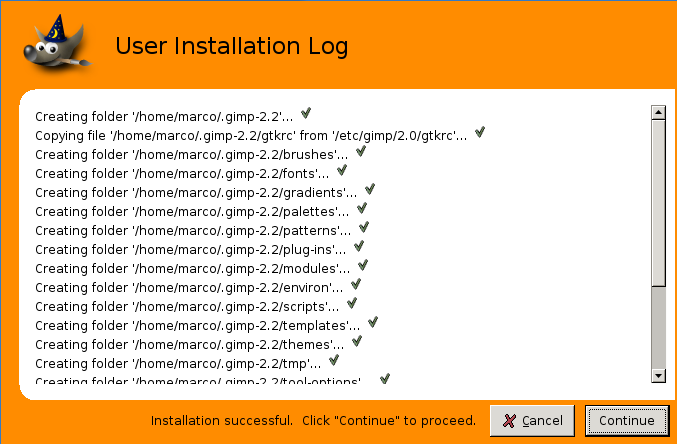 User Installation Log