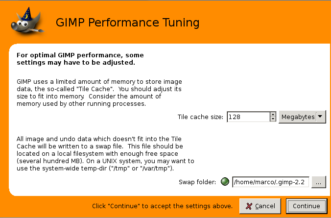 Regolazione delle prestazioni di GIMP