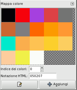 Un'immagine indicizzata di 6 colori e la sua finestra mappa colori
