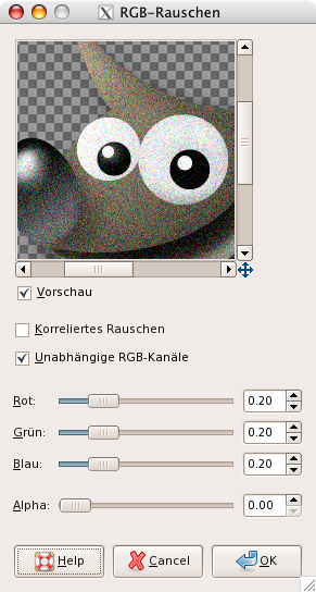 Eigenschaften für das Filter RGB-Rauschen