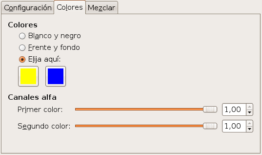 Opciones del filtro Seno (Colores)