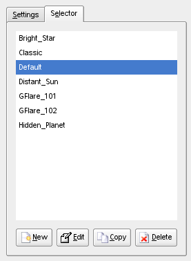 Gradient Flare filter options (Selector)