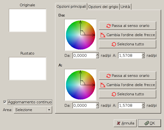 Opzioni principali