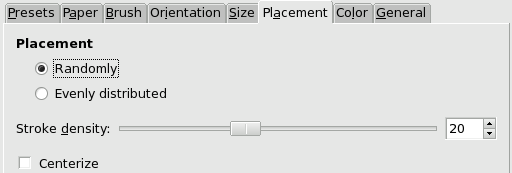 Placement tab options