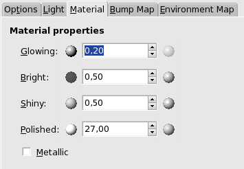 Material tab of the Lighting filter