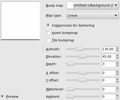 Bump Map filter options