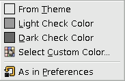 Contents of the Padding Color submenu