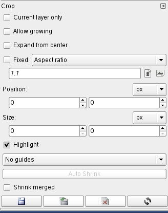 Crop tool options