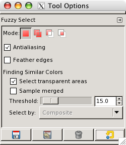Tool Options for the Magic Wand tool