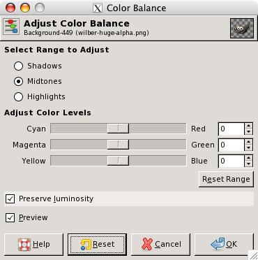 Opcje Balansu kolorów