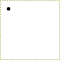 The dialog shows a new image, with the first dot which indicates the start of the straight line. The dot has a black foreground color.