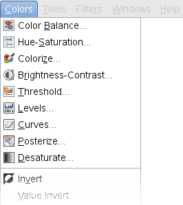 The Color tools in the Colors menu