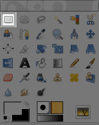 El icono de la herramienta de selección rectangular en la caja.