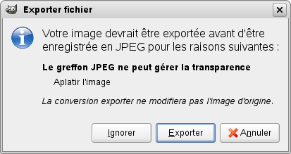 Exporter un fichier JPEG