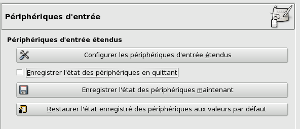 Les préférences des périphériques d'entrée